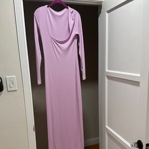 Elegant Pink Long Sleeve Dress